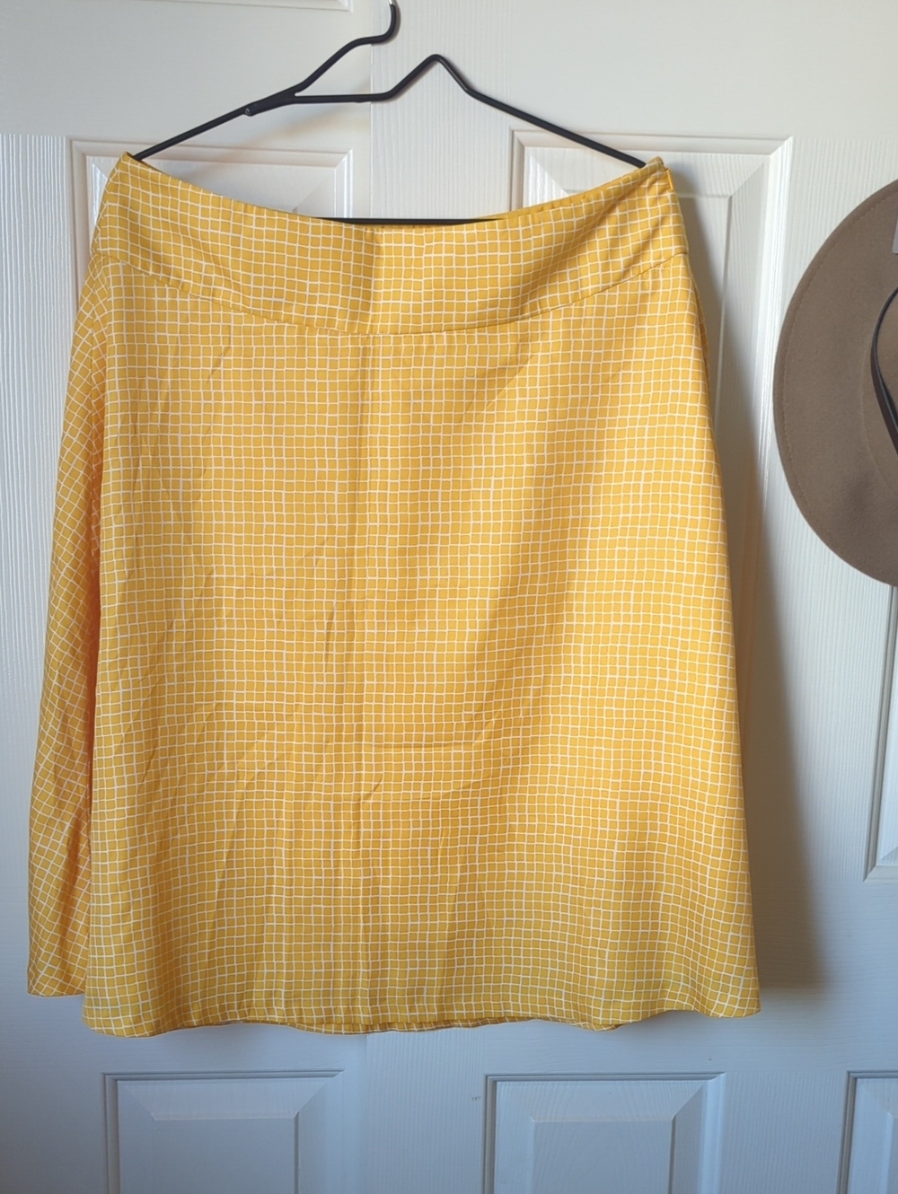 The Limited Yellow Windowpane A-Line Skirt